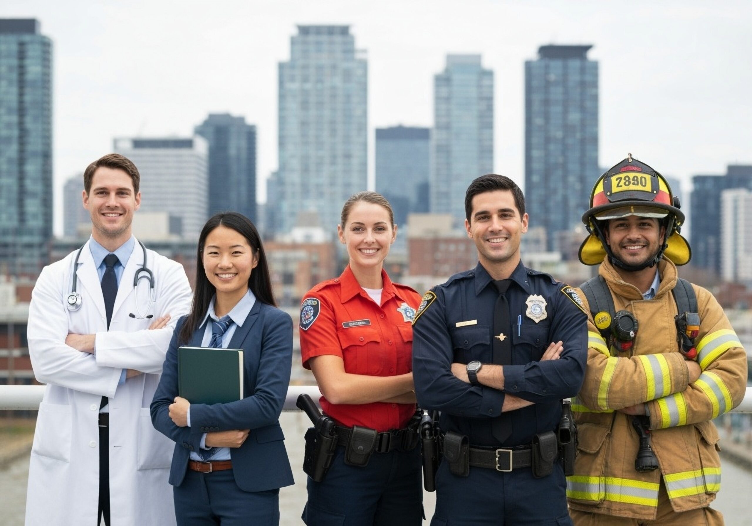 First responder learning about orthodontic treatment discounts at Adirondack Orthodontics